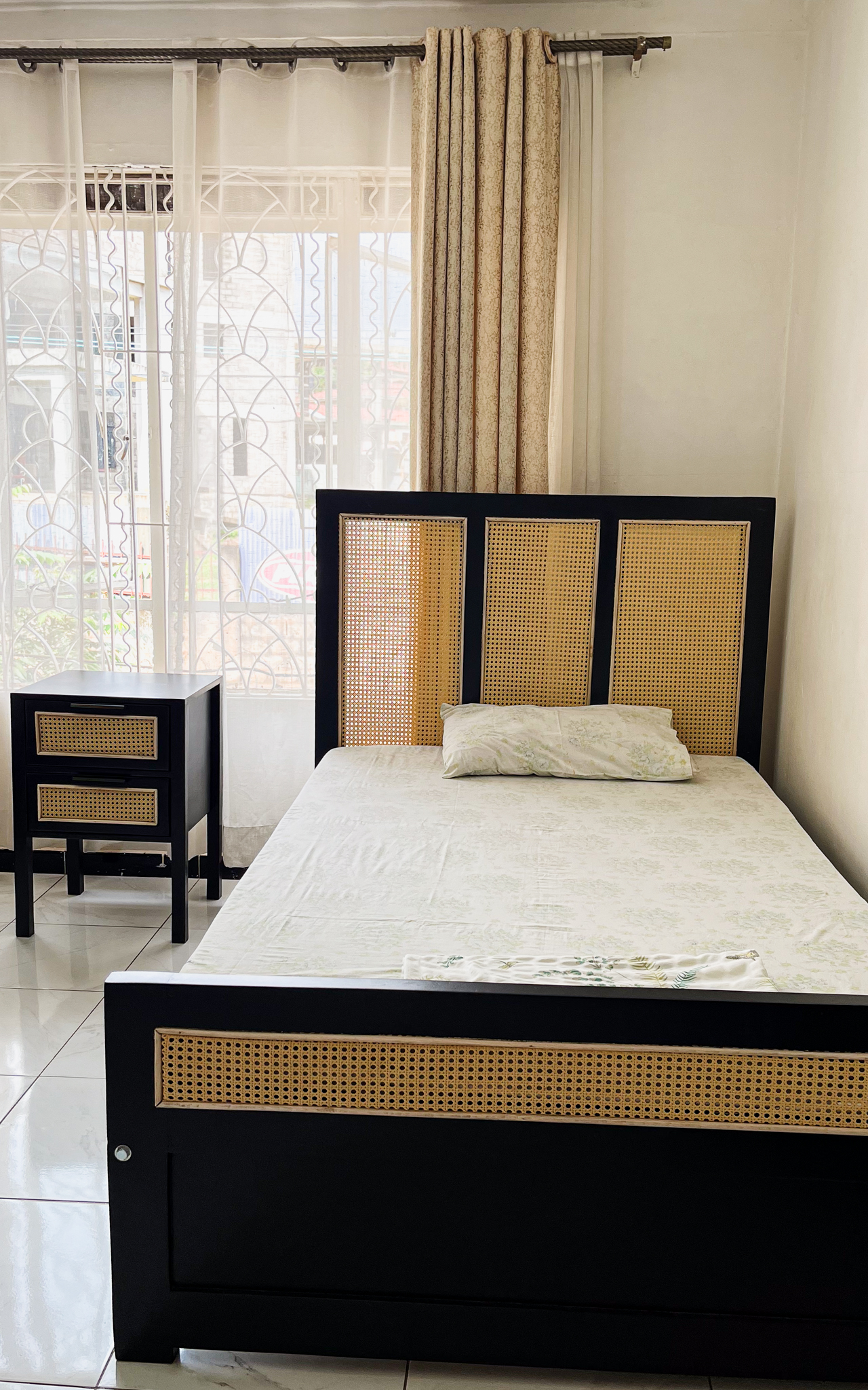 Modern Cane Panel Bed Set